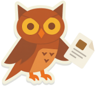 A brown owl holding a document